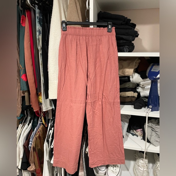 Abercrombie wide leg linen pants | pink - Picture 1 of 3